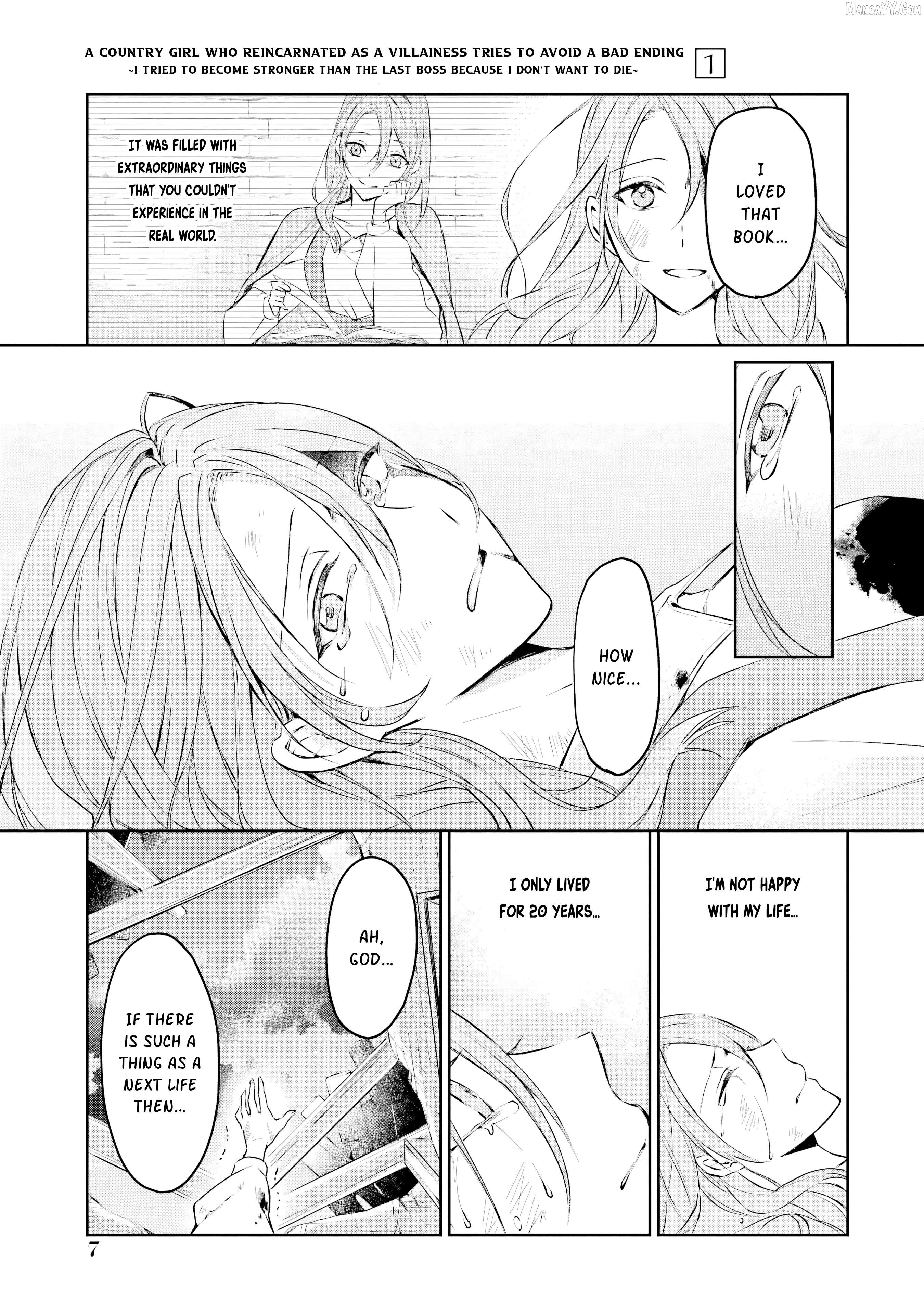 Akuyaku Reijou ni Tensei Shita Inaka Musume ga Bad End Kaihi ni Idomu Hanashi ~Shinitakunai no de Last Boss Yori Tsuyoku Natte Mita~ Chapter 1 - Page 9