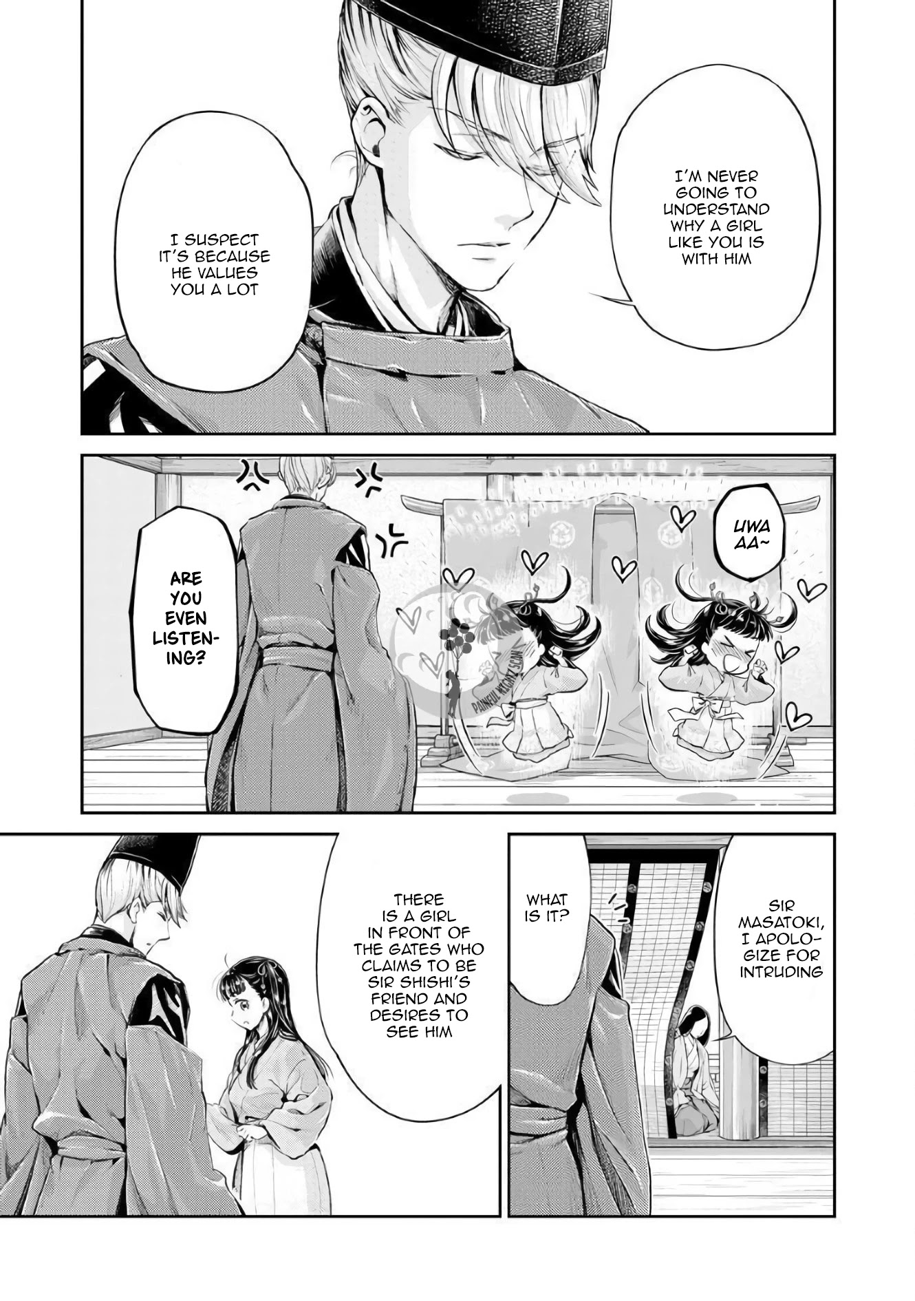 Heian Juukon Monogatari ~Juujin Danna-sama wa Shojo Hanayome wo Amaku Torokasu~ Chapter 3 - Page 11