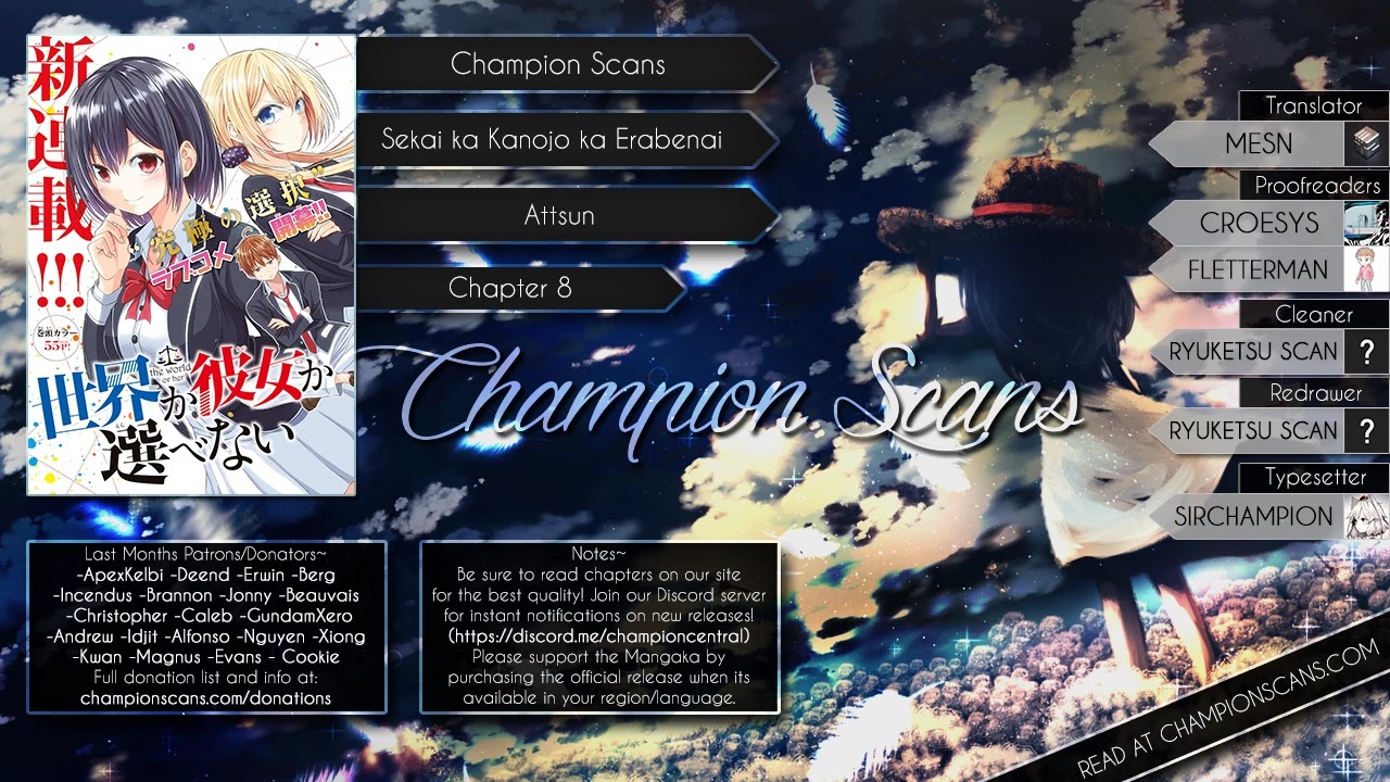 Sekai ka Kanojo ka Erabenai Chapter 8 - Page 1